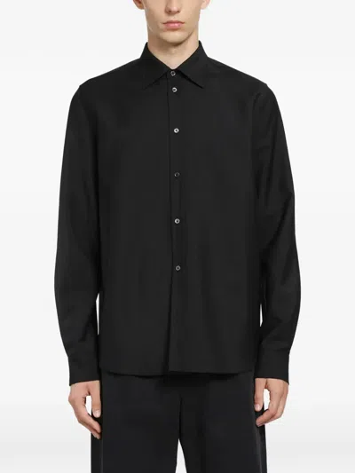 Jil Sander Wool-mohair Canvas Shirt In Black