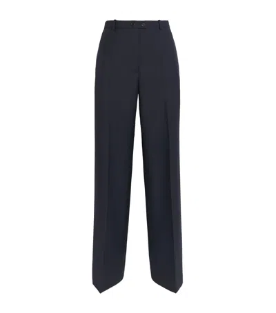 Jil Sander Wool-mohair Straight Trousers In Navy