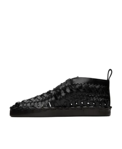 Jil Sander Woven Lace-up Oxford Shoes In Black