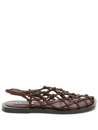 Jil Sander Woven Slingback Sandals In Brown