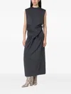 Jil Sander Gray Dress In Wool With Crossover Detail In Gray