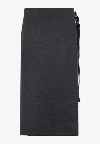 Jil Sander Wrap Wool Midi Skirt