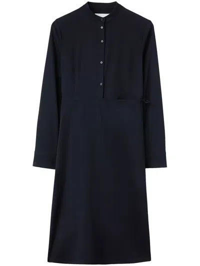Jil Sander Wrapover-panel Virgin Wool Shirtdress In Blue