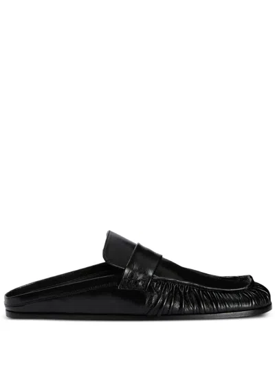 Jil Sander Wrinkled-detail Leather Mules In Animal Print