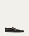 Jil Sander Wrinkled Leather Square-toe Loafers In Black