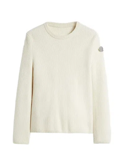 Jil Sander X Moncler Ribbed-knit Logo-patch Sweater In White