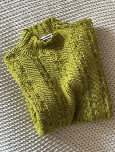 Pre-owned Jil Sander X Raf Simons Js By Raf Simons Cashmere Heavy Knit Mustard Green Sweater (size Large)