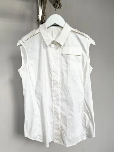 Pre-owned Jil Sander X Raf Simons Ss05 Jil Sander By Raf Simons Cut Off Shirt Distressed In White