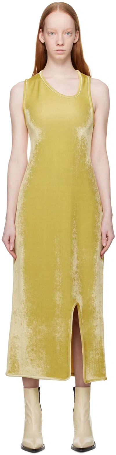 Jil Sander Yellow Asymmetric Midi Dress In 738 Ochre