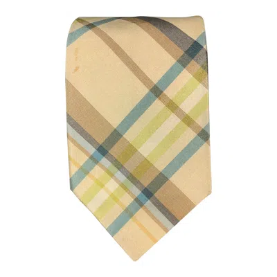 Pre-owned Jil Sander Yellow Blue Plaid Silk Tie