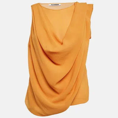 Pre-owned Jil Sander Yellow Chiffon Draped Sleeveless Top S