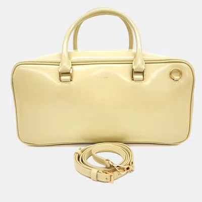 Pre-owned Jil Sander Yellow Leather J-vision Square Tote And Crossbody Bag