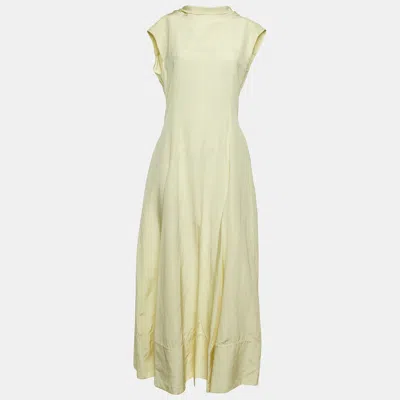 Pre-owned Jil Sander Yellow Linen Blend Open Back Maxi Dress S