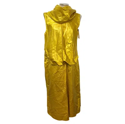 Pre-owned Jil Sander Yellow Linen Folds Dress Fr 40 / It 44