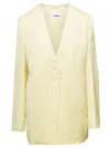 Jil Sander Yellow Solid V Neck Jacket In Yellow