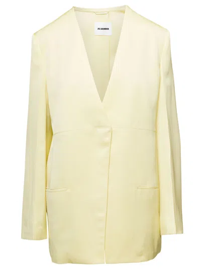 Jil Sander Yellow Solid V Neck Jacket