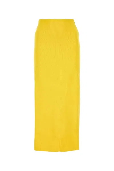 JIL SANDER YELLOW STRAIGHT MIDI SKIRT