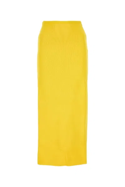 JIL SANDER JIL SANDER YELLOW VISCOSE BLEND SKIRT