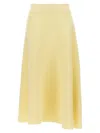 Jil Sander Flared Wool Skirt With Discreet Zipper Closure In Yellow