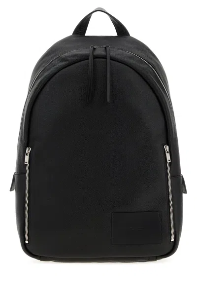 Jil Sander Black Leather Backpack In White