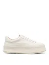 Jil Sander Leather Flatform Sneakers In Blanco