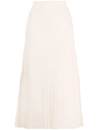 Jil Sander Zig-zag Knit A-line Skirt In Neutrals