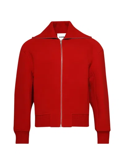 Jil Sander Zip Bomber Jacket In Red