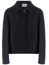 Jil Sander Wool Blazer With Collared Neck And Long Sleeves In Blue