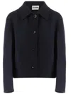 Jil Sander Wool Blazer With Collared Neck And Long Sleeves In Blue