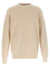 Jil Sander Crew Neck Sweater Side Zipper In Neutral