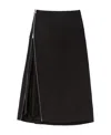 Jil Sander Double-layered Midi Skirt With Side Full Zip In Black