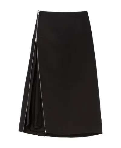 Jil Sander Zip-detail Midi Skirt In Black