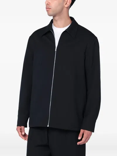 Jil Sander Midnight Blue Technical Gabardine Lightweight Jacket In Black