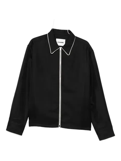 Jil Sander Zip-front Shirt In Black