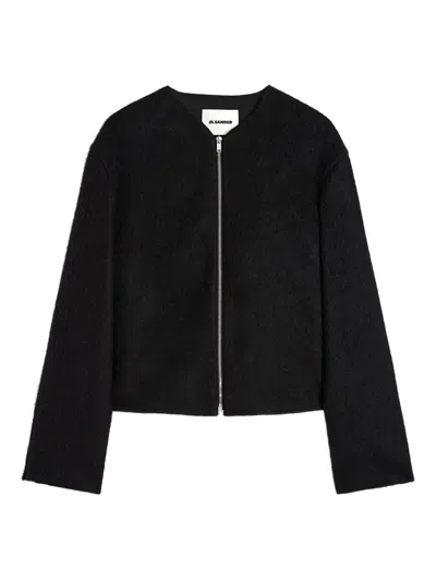 Jil Sander Zip-front Textured Jacket In Blue