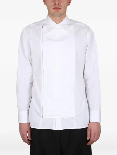 Jil Sander Collar Shirt With Asymmetrical Zipper Design In White