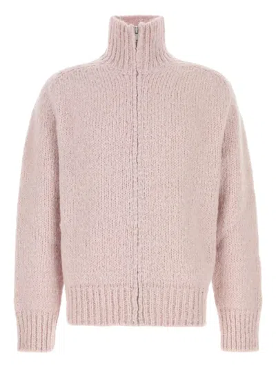 Jil Sander Pastel Pink Mohair Blend Cardigan In Purple
