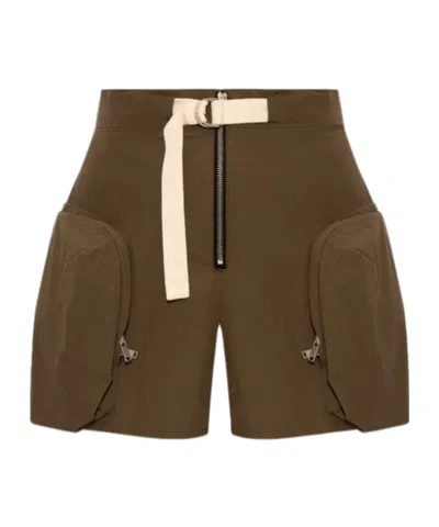 Jil Sander Zip-pockets Cotton Shorts In Brown