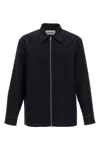 Jil Sander Black Zip-up Shirt With Contrasting Stitching In Tech Fabric Man