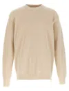 Jil Sander Crew Neck Sweater Side Zipper In Beige