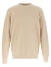 Jil Sander Crew Neck Sweater Side Zipper In Beige