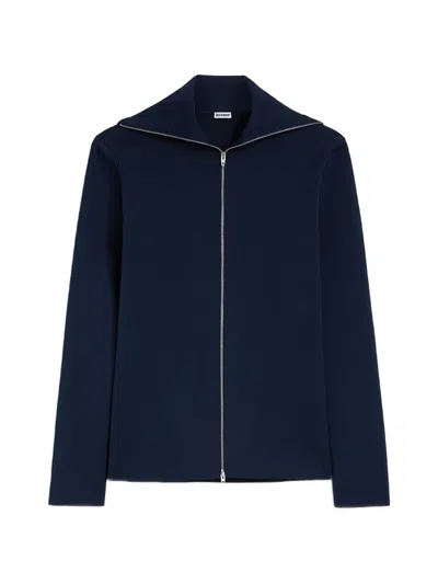 Jil Sander Zip Technical Sweater In Blue