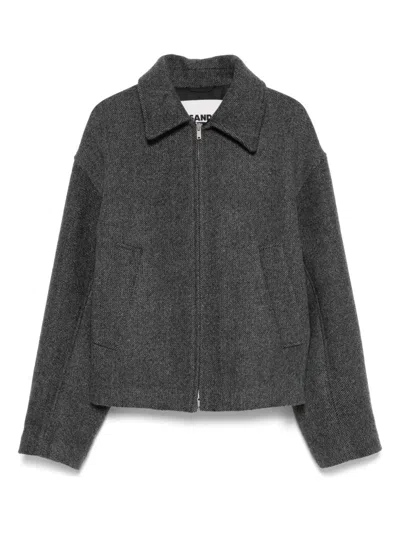Jil Sander Zip-up Bomber Jacket In Gray