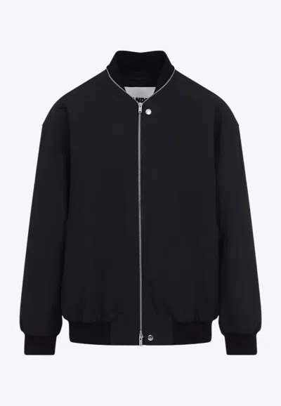 Jil Sander Classic Front Zip Bomber Jacket In Black