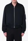 Jil Sander Dark Blue Zipped Bomber Jacket In Blue