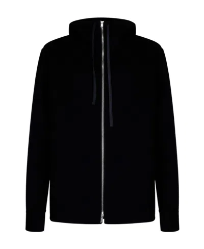 Jil Sander Zip-up Cashmere Hooded Jacket In Black