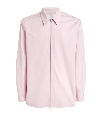 Jil Sander Zip-up Collared Jacket In Pink