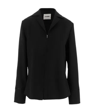 Jil Sander Zip-up Fitted Shirt Jacket In Black