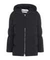 Jil Sander Hooded Long Padded Quilted Jacket In Blue