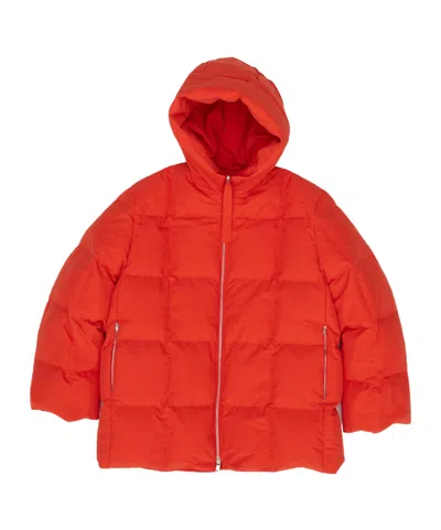 Jil Sander Zip-up Hooded Down Coat In Orange